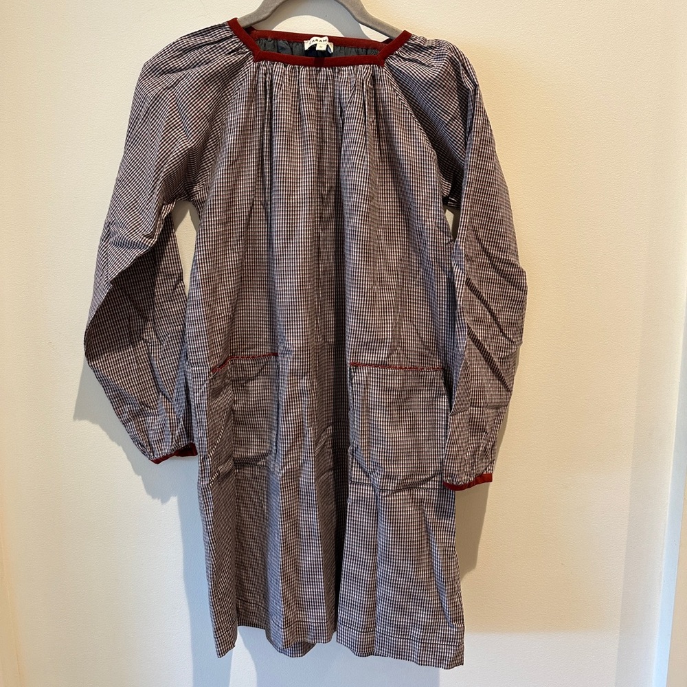 caramel Gingham Square Neck Long sleeve dress size 12(girls)